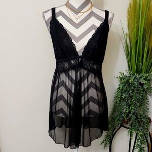 RACHEL Rachel Roy Black Lace Trim Chemise